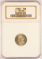 Certified Proof 1882 Three Cent Nickel.