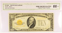 Gem 1928 $10.00 Gold Certificate.