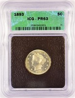 Very Choice 1893 Proof Liberty Nickel.