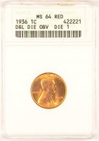 Rare High Grade 1936 Double Die Lincoln Cent.