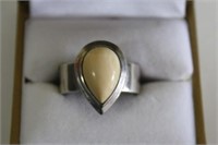 Fossilized  Mammoth Ivory Sterling Silver Ring