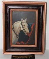 Early Horse Painting on Mahogany Board
