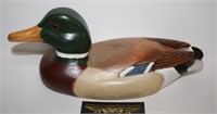 Hand Carved And Painted  Mallard Duck Signed