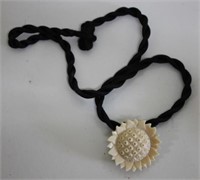 Fossilized  Mammoth Ivory Sunflower Necklace