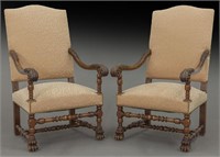 Pr. French carved armchairs