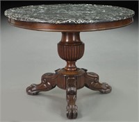 Portuguese round marble top center table,