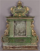 18th C. tabernacle polychrome framed mirror,