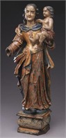 18th C. French carved polychrome figure of Madonna