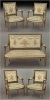 Louis XVI 5 pc. gilt carved salon set