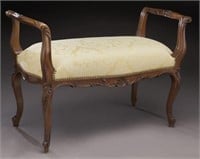 Louis XV style walnut bench,
