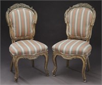 Pr. 18th C. parcel-gilt parlor chairs,