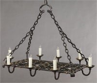 French iron 8-light chandelier,