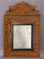 18th C. Flemish marquetry framed mirror,