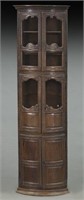 18th C. Country French carved corner cabinet