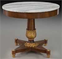 19th C. Portuguese round marble top table,