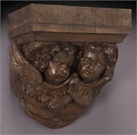 18th C. Italian carved wood wall bracket,