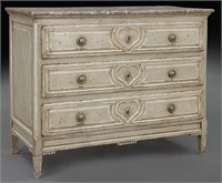 French painted 3-drawer commode