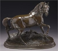 Pierre Jules Mêne bronze depicting a stallion.