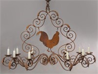 French iron 10-light chandelier