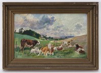Raymond L. Le Court "Untitled (Cows in pasture)"