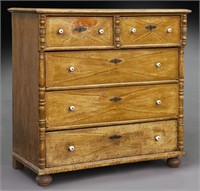 Hungarian pine chest with five faux-painted