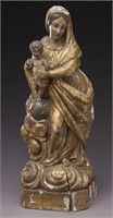 18th C. Spanish carved giltwood statue of Madonna