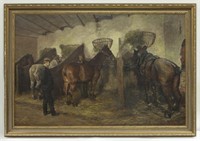 Ernest Midy "Untitled (Stable master with horses)