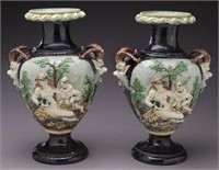 Pr. 19th C. French majolica urns