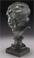 French bronze bust of a child