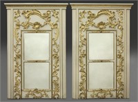 Pr. Louis XV style parcel-gilt mirrored doors