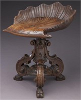 French carved wood grotto stool,