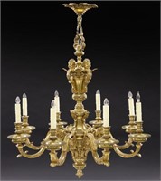 19th C. French gilt bronze 8-light chandelier,