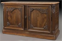 18th C. French walnut buffet de chasse with marble