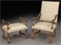 Louis XIII style walnut upholstered armchair,