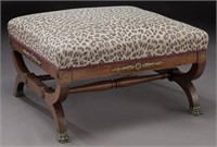 French Empire style ottoman with leopard print