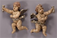 Pr. 18th C. Portuguese baroque polychrome cherubs