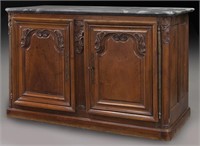 French walnut marble top buffet de chasse,