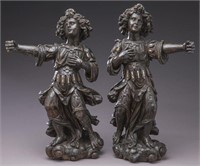 Pr. Italian carved walnut archangels