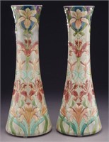 Pr. Longchamp French majolica tall vases