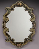 Napoleon III painted and inlaid wall mirror,