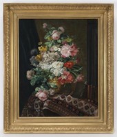 20th C. oil on canvas depicting floral still life