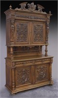 French carved walnut buffet,