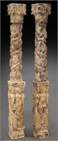 Pr. polychrome columns carved with winged masks