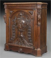 19th C. French carved oak single-door cabinet,