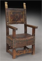 17th C. Spanish embossed leather armchair,
