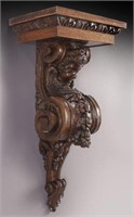 19th C. French carved oak wall bracket,