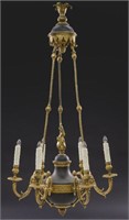 Napoleon III gilt bronze 6-light chandelier