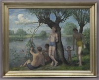 Felix Meseck "Untitled (The bathers)" oil on