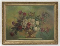 French School oil on canvas depicting a floral