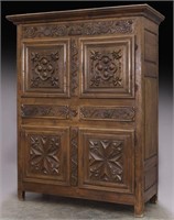 18th C. French carved walnut cabinet,